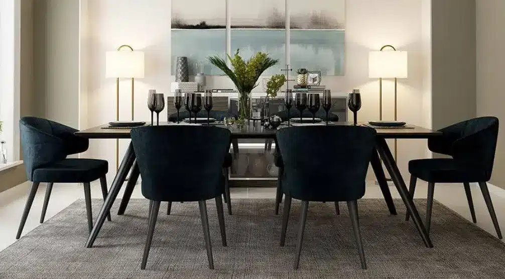 Elegant Monochrome Styling with Black Dining Chairs and Tables